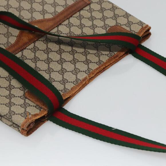 GUCCI GG Supreme Web Sherry Line Tote Bag Pvc Beige Gold 39 002 39 002 - Picture 6 of 16